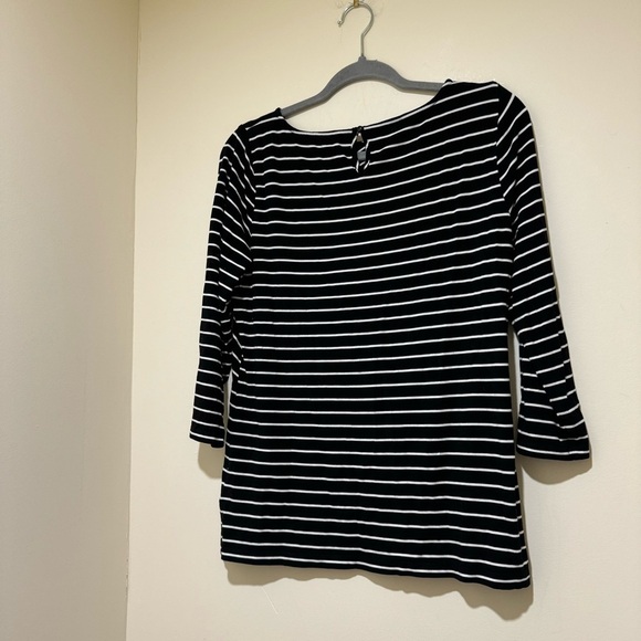 Women’s Talbots Brand Causal Black and White Striped  Long Sleeve Shirt Size M - Picture 11 of 14